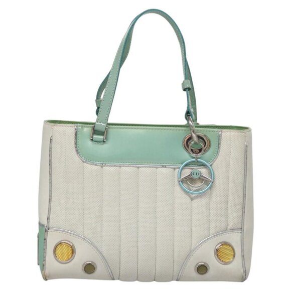 Christian Dior Hand Bag Leather White Auth EC627 - Picture 1 of 16